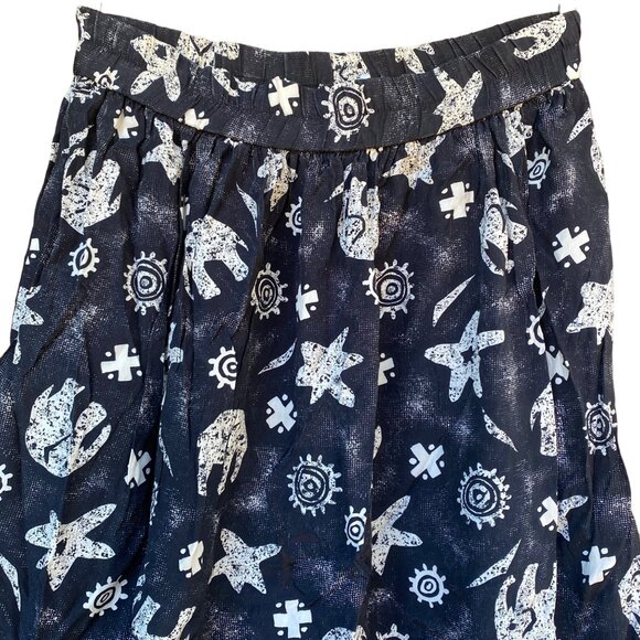 Vintage Campus Casuals of California Black Elephant Print Maxi Pockets Skirt Siz - Picture 4 of 9
